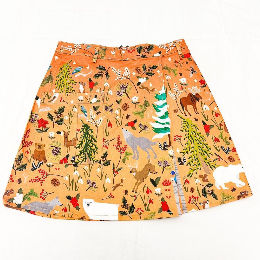 The Kit Cargo Skirt Golden Woodland Brushed Stretch Organic Cotton Twill Size XL